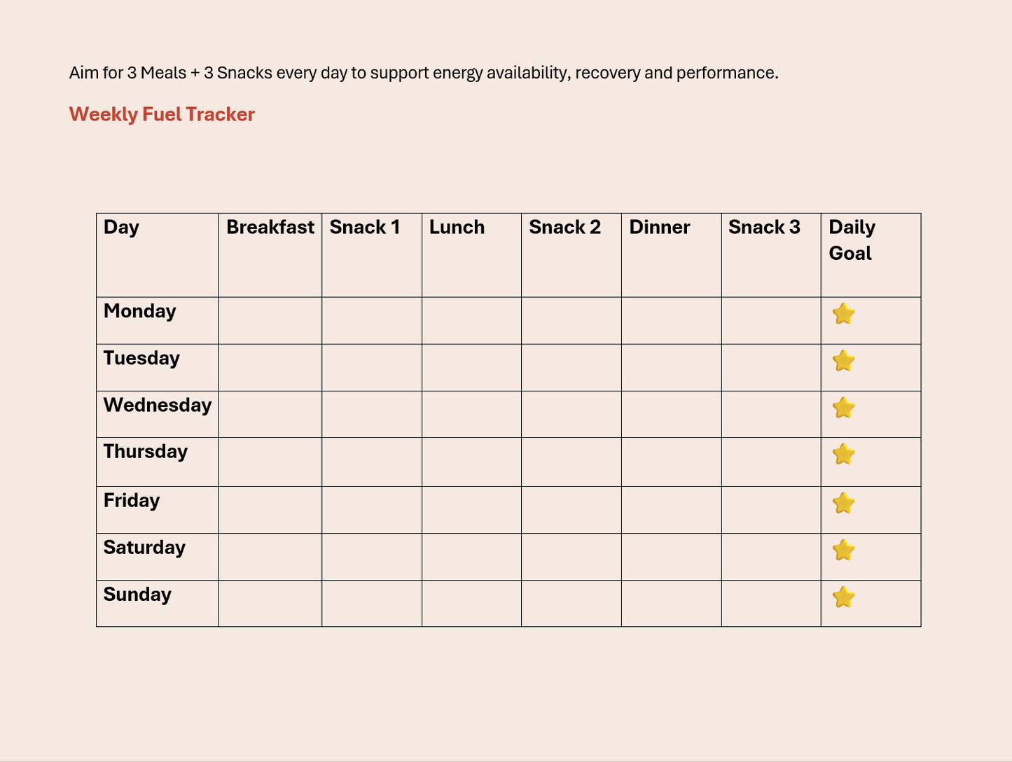 FREE: Daily Fuelling Guide - Your simple reminder to fuel consistently
