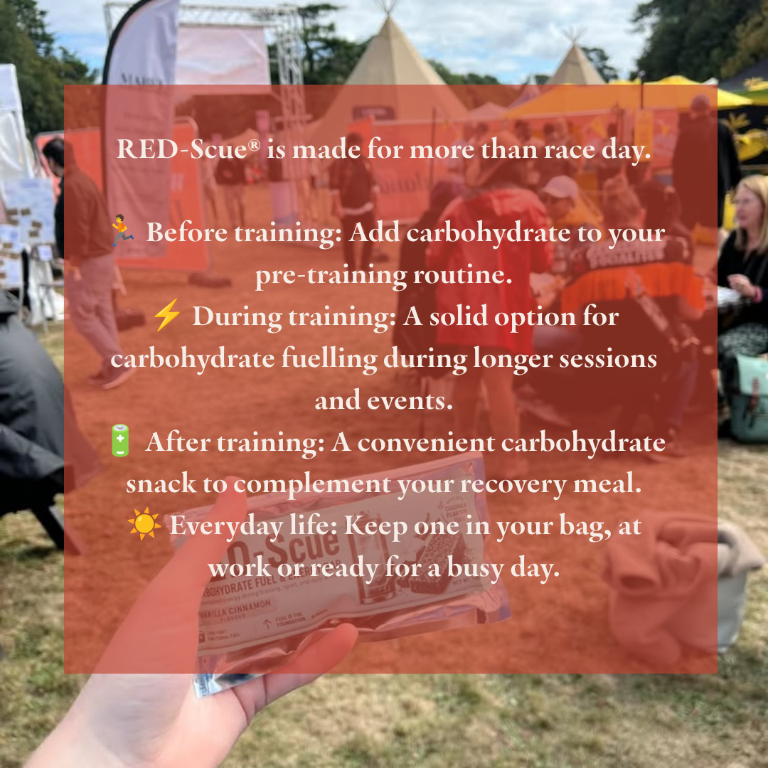 NEW TO RED-SCUE? START HERE. 5-Bar Discovery Pack.  Try every flavour. · ~38g carbohydrate per bar · Plant-based · Vegan · Dairy-free