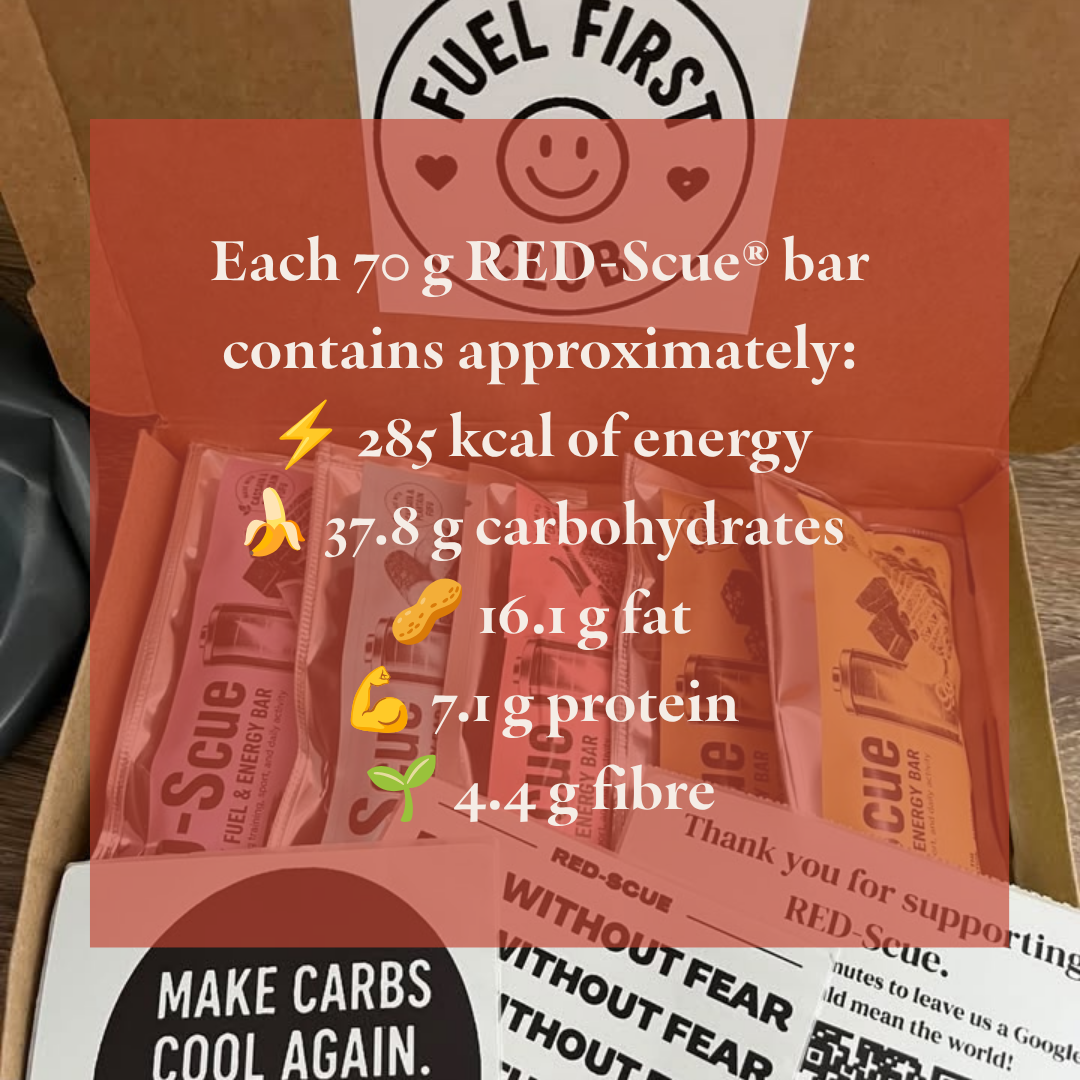 NEW TO RED-SCUE? START HERE. 5-Bar Discovery Pack.  Try every flavour. · ~38g carbohydrate per bar · Plant-based · Vegan · Dairy-free
