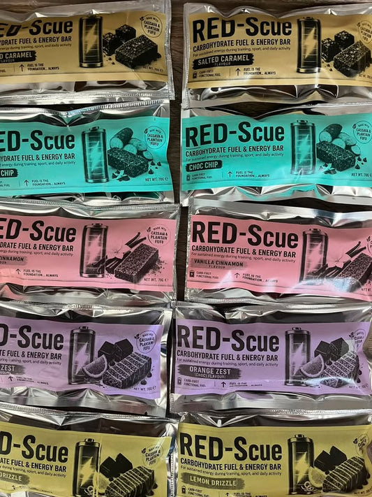 RED-Scue 20-Bar Fuel Pack ~38g carbohydrate per bar · 20 bars · Food-first · Vegan · Dairy-free