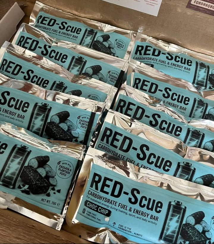 RED-Scue Single-Flavour 10-Bar Pack · ~38g carbohydrate per bar · Food-first fuel for athletes · Plant-based · Vegan · Dairy-free