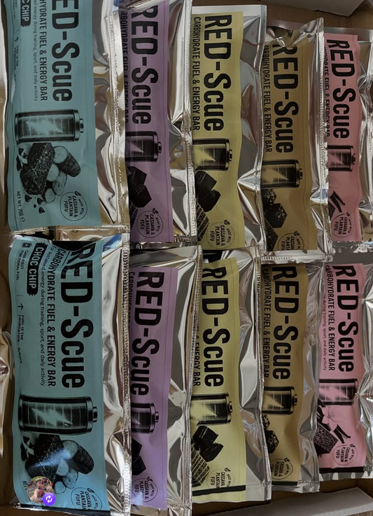 RED-Scue 10-bar Energy Bar Pack · ~38g carbohydrate per bar · Vegan · Dairy-free